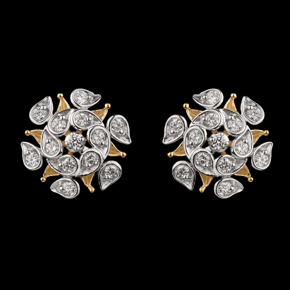 14K Two Tone Gold Diamond Earrings - 0.63ct VVS-FG