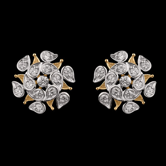 14K Two Tone Gold Diamond Earrings - 0.63ct VVS-FG