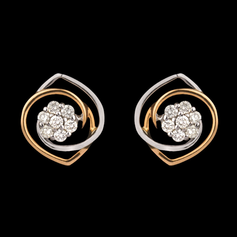 18K Two Tone Gold Diamond Earrings - 0.24ct SI-IJ