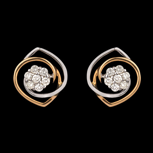 18K Two Tone Gold Diamond Earrings - 0.24ct SI-IJ