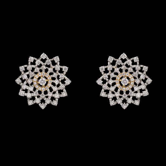 18K Two Tone Gold Diamond Earrings - 1.16ct VS-GH