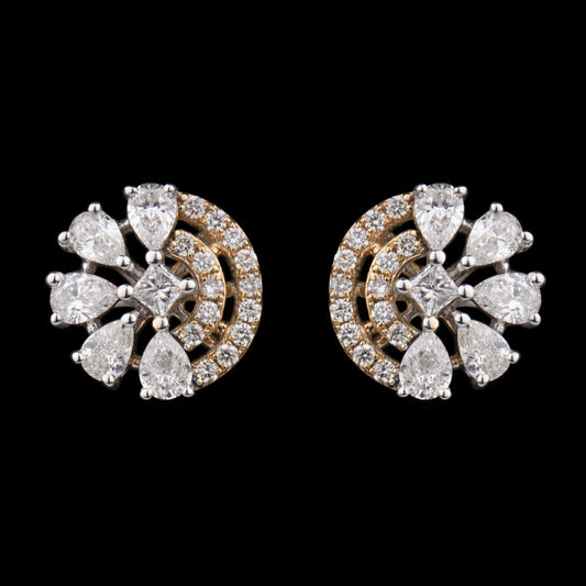 14K Two Tone Gold Diamond Earrings - 0.93ct VS-GH