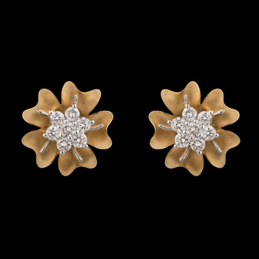 18K Two Tone Gold Diamond Earrings - 0.46ct VVS-VS-EF
