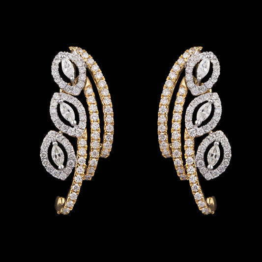14K Two Tone Gold Diamond Earrings - 1.49ct SI-HIJ