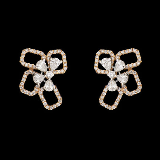 14K Two Tone Gold Diamond Earrings - 1.19ct VS-FG