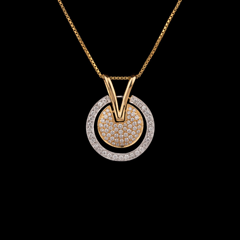 18K Two Tone Gold Diamond Pendant - 0.71ct VVS-VS-GH