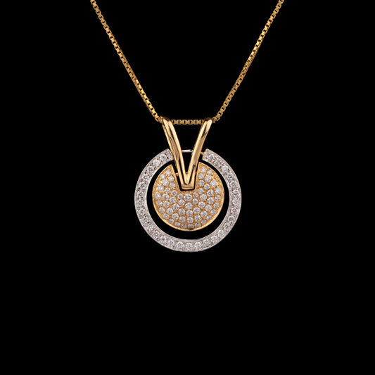 18K Two Tone Gold Diamond Pendant - 0.71ct VVS-VS-GH