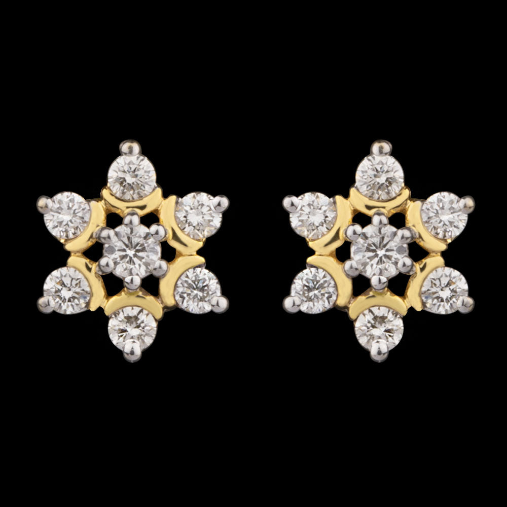 14K Two Tone Gold Diamond Earrings - 0.16ct VS-GH