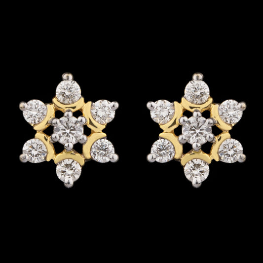 14K Two Tone Gold Diamond Earrings - 0.16ct VS-GH