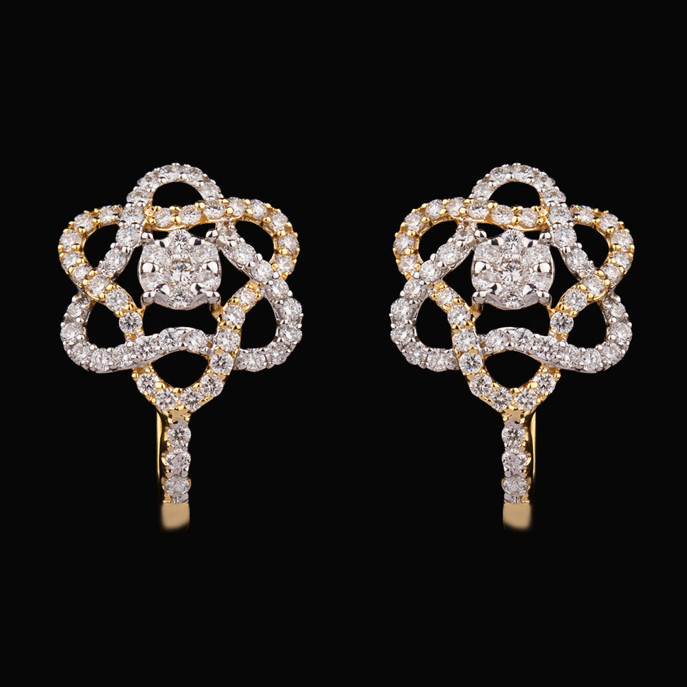 14K Two Tone Gold Diamond Earrings - 0.74ct VVS-VS-GH