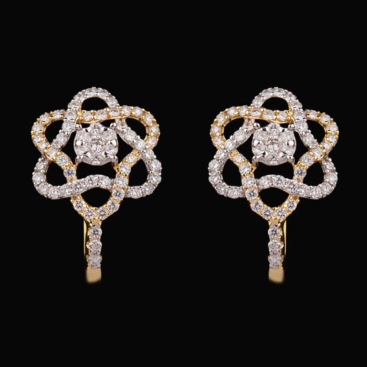 14K Two Tone Gold Diamond Earrings - 0.74ct VVS-VS-GH