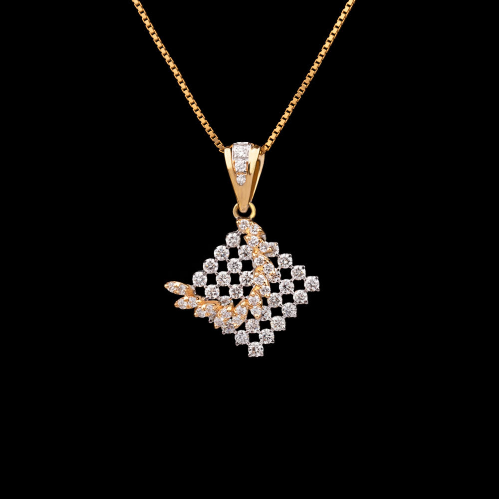 18K Two Tone Gold Diamond Pendant - 1.36ct VVS-VS-GH