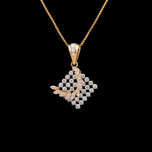 18K Two Tone Gold Diamond Pendant - 1.36ct VVS-VS-GH