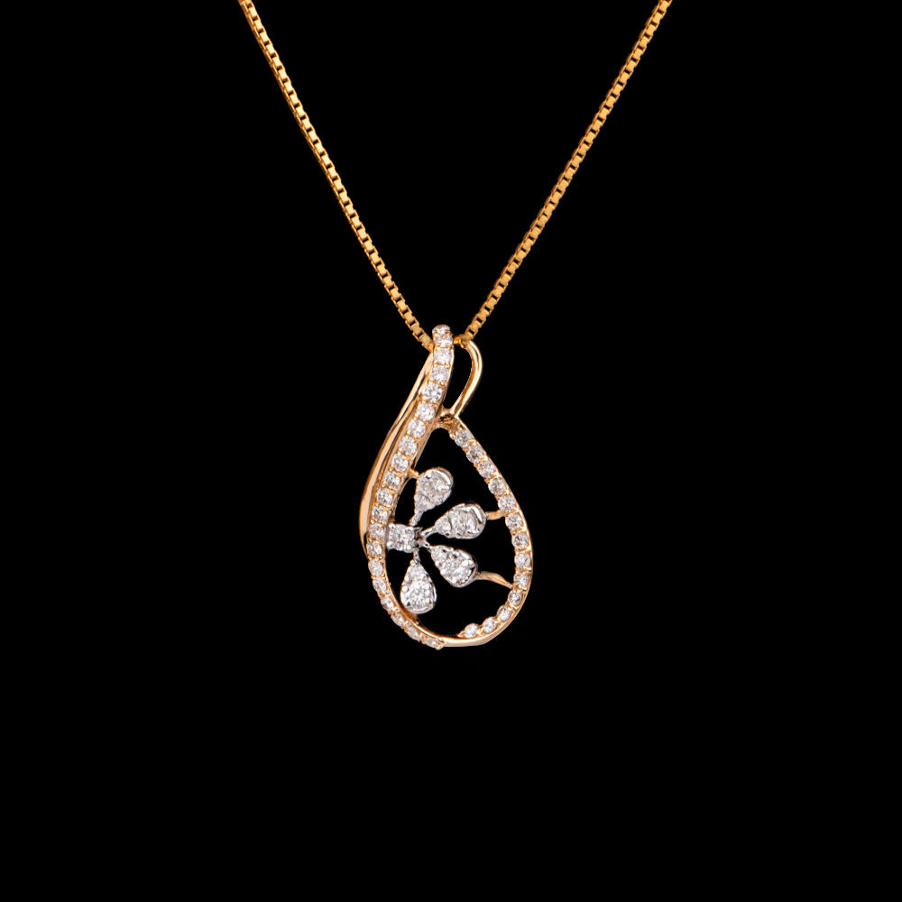 18K Two Tone Gold Diamond Pendant - 0.55ct VVS-VS-GH