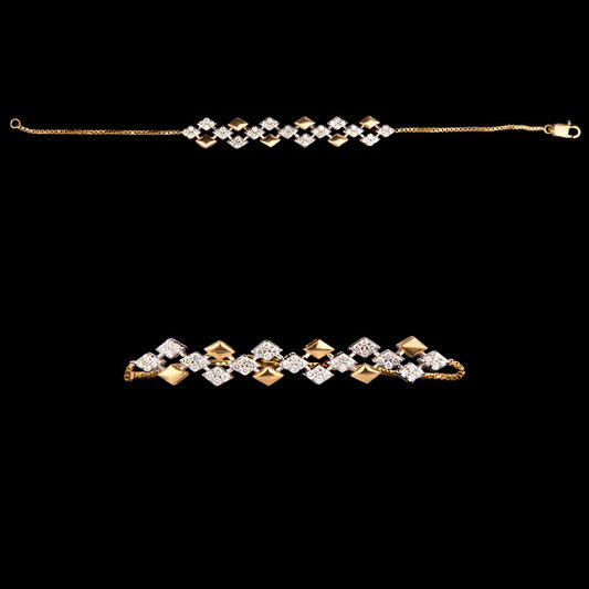 18K Two Tone Gold Diamond Bracelet - 1.09ct VS-HI