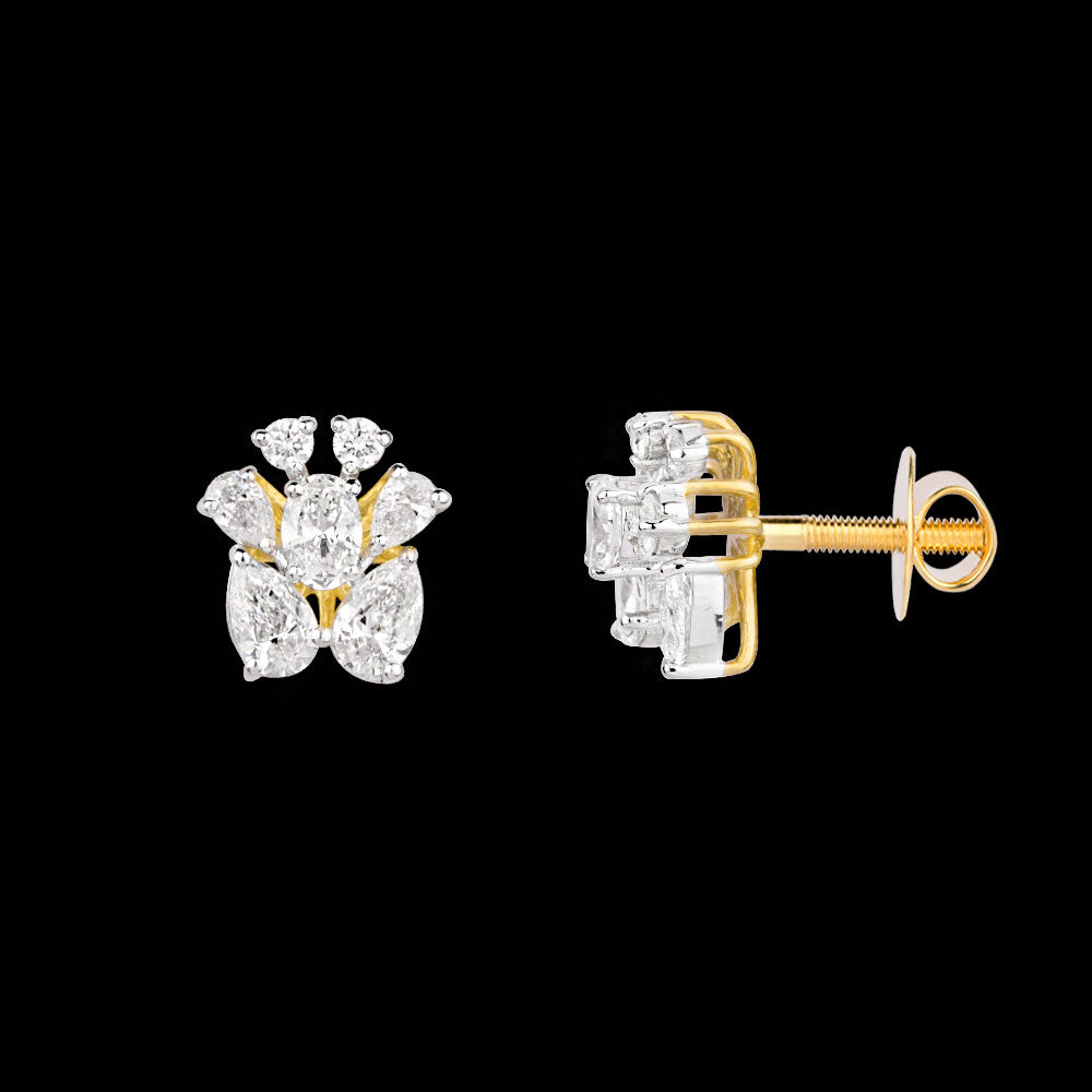 18K Two Tone Gold Diamond Earrings - 1.232ct VVS-EF
