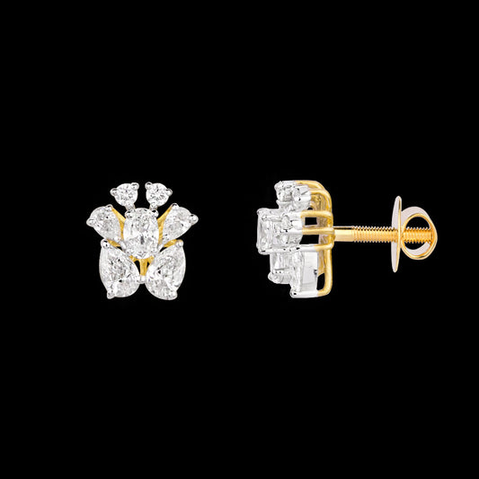 18K Two Tone Gold Diamond Earrings - 1.232ct VVS-EF