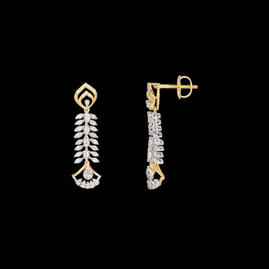 18K Two Tone Gold Diamond Earrings - 1.458ct VVS-VS-EF
