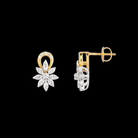18K Two Tone Gold Diamond Earrings - 0.428ct VVS-EF