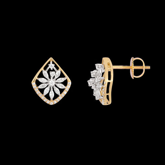 18K Two Tone Gold Diamond Earrings - 0.654ct VVS-EF