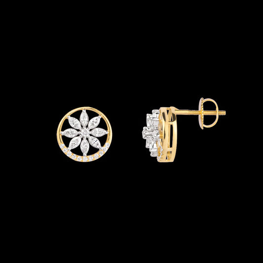 18K Two Tone Gold Diamond Earrings - 0.678ct VVS-EF