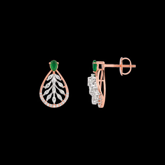 18K Two Tone Gold Diamond Earrings - 0.566ct VVS-EF with Colour Stones