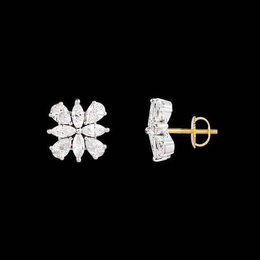 18K Two Tone Gold Diamond Earrings - 1.992ct VVS-EF