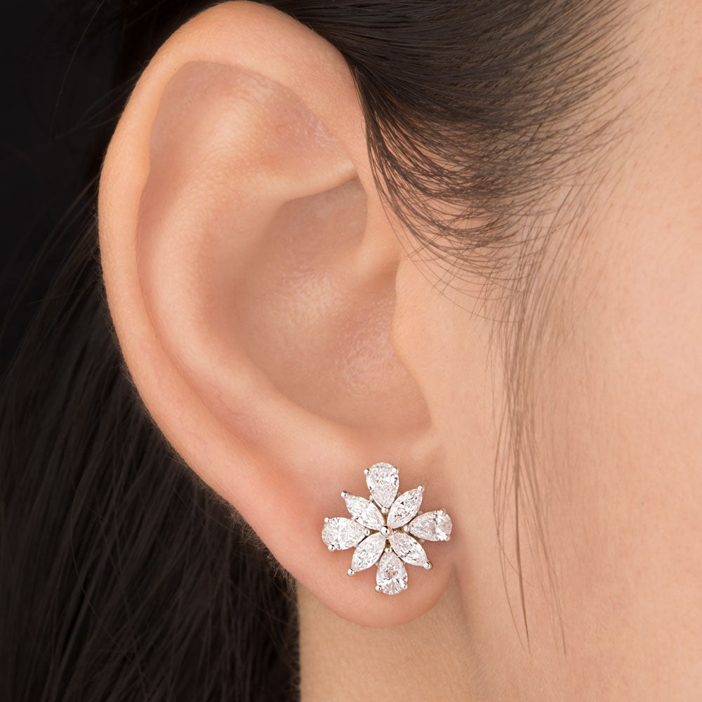 18K Two Tone Gold Diamond Earrings - 1.992ct VVS-EF