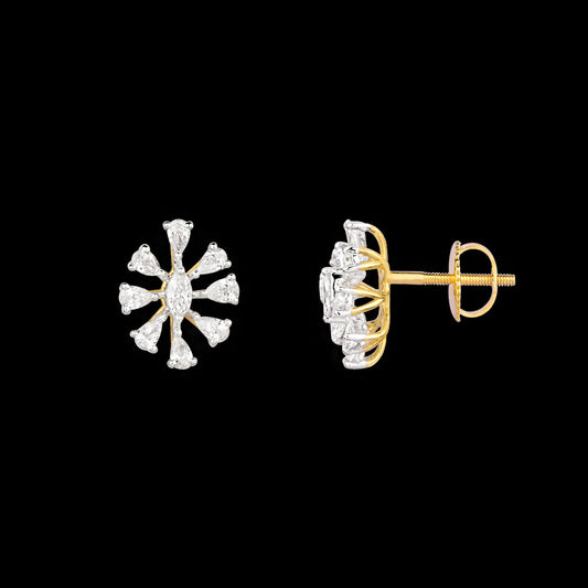 18K Two Tone Gold Diamond Earrings - 1.053ct VVS-EF