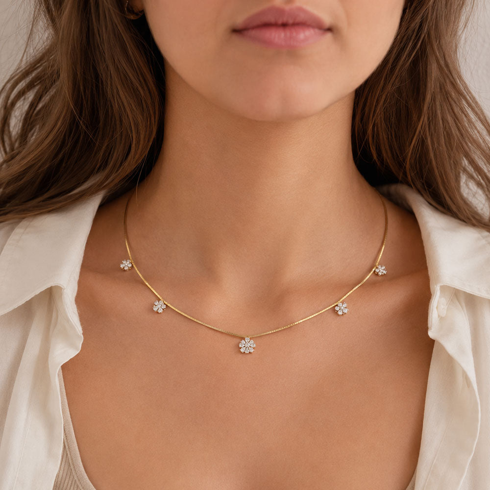 18K Two Tone Gold Diamond Necklace - 0.911ct VVS-EF