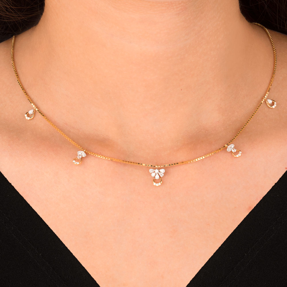 18K Two Tone Gold Diamond Necklace - 0.727ct VVS-EF