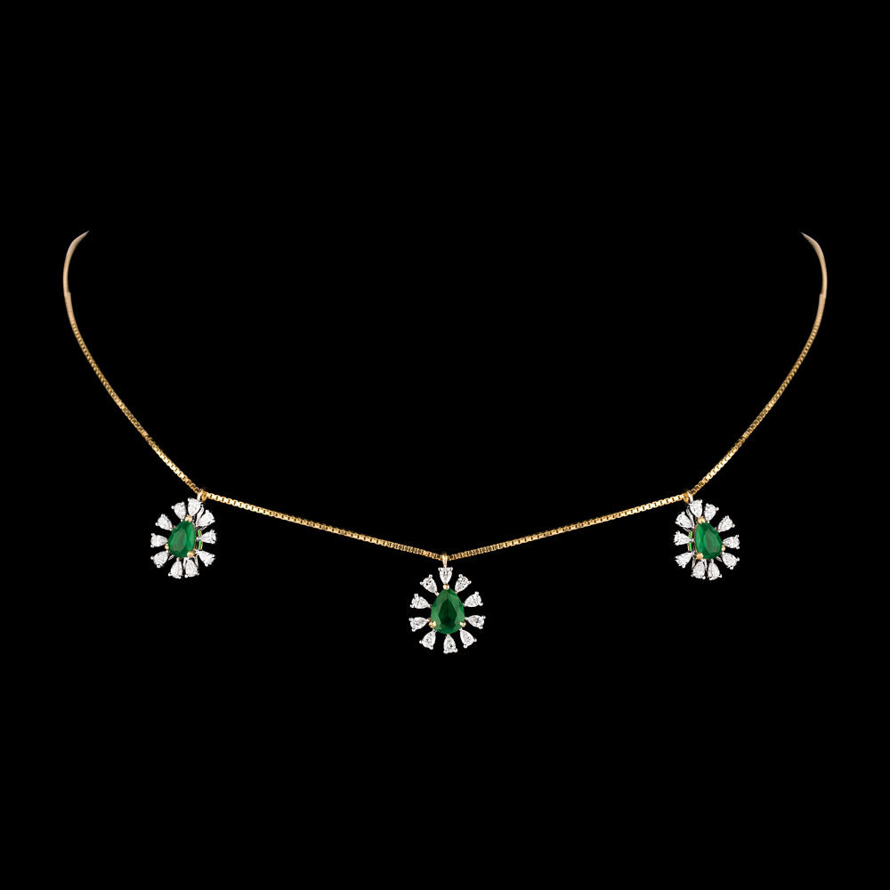 18K Two Tone Gold Diamond Necklace - 0.93ct VVS-EF with Colour Stones