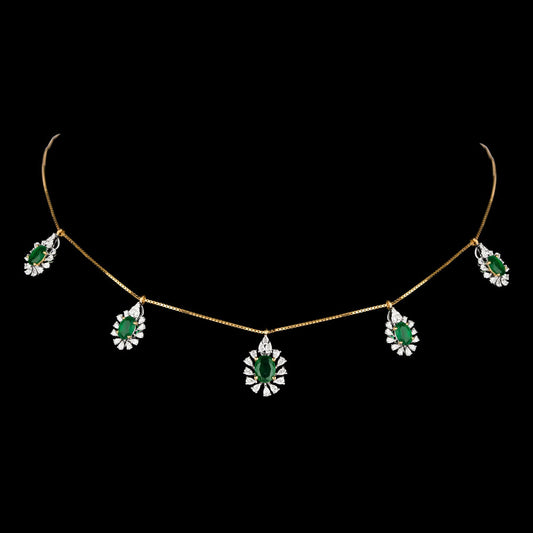 18K Two Tone Gold Diamond Necklace - 1.94ct VVS-EF with Colour Stones