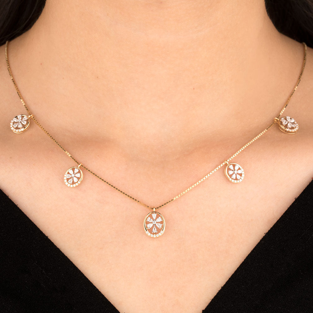 18K Two Tone Gold Diamond Necklace - 1.036ct VVS-EF