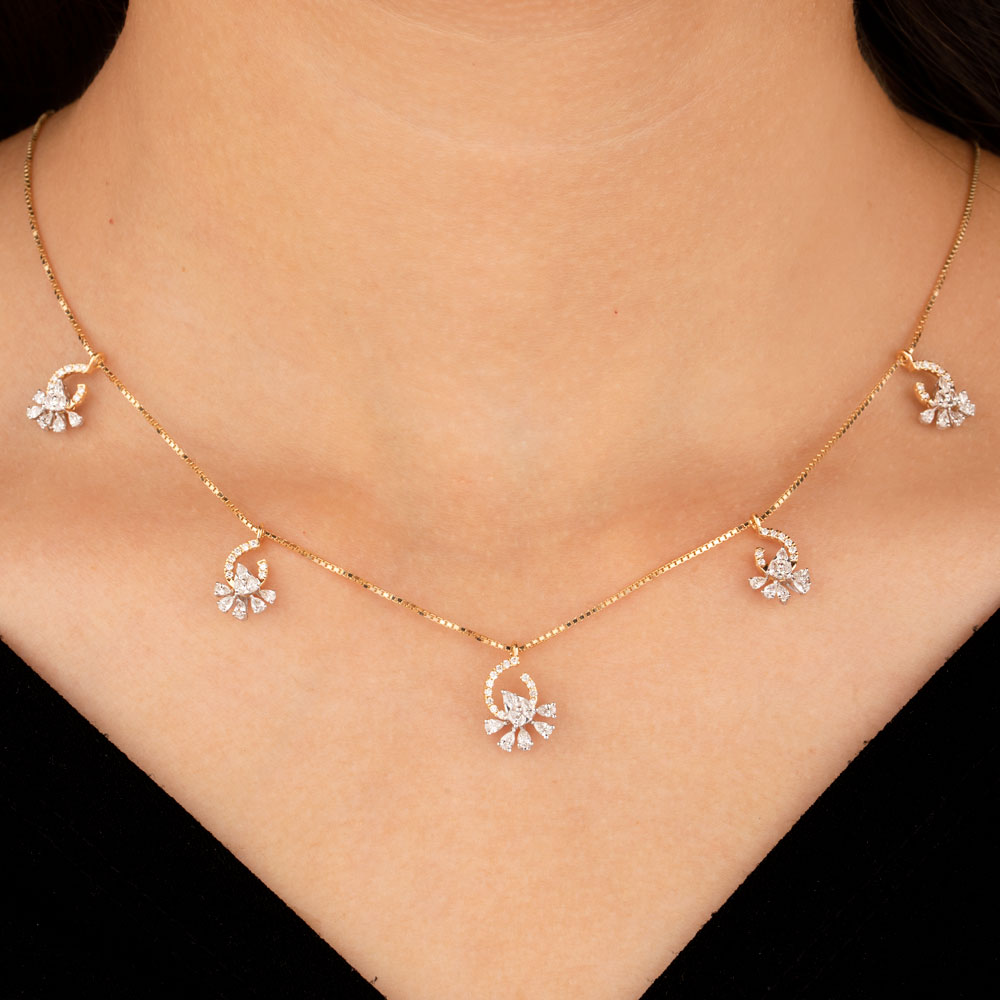 18K Two Tone Gold Diamond Necklace - 1.465ct VVS-EF