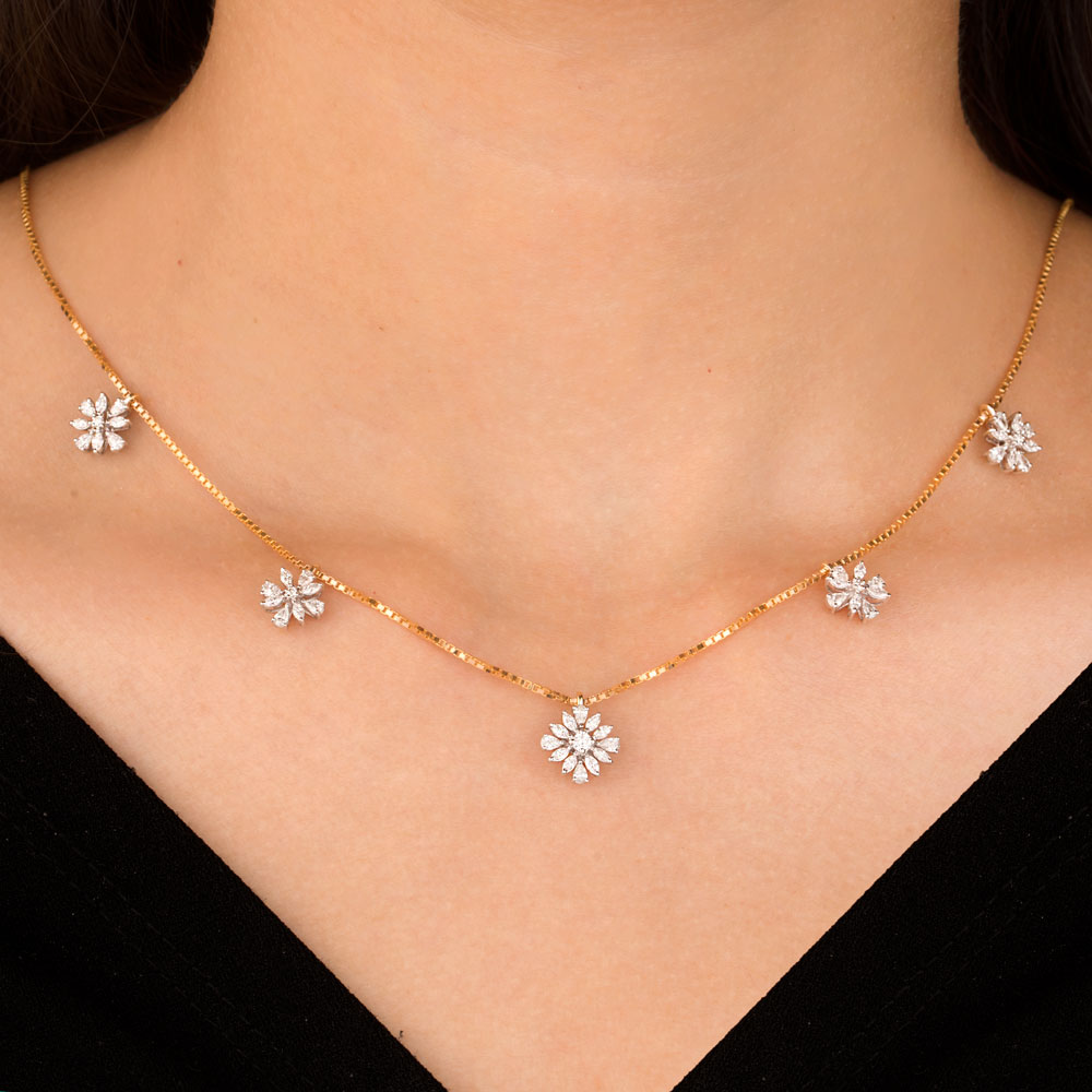 18K Two Tone Gold Diamond Necklace - 1.149ct VVS-VS-EF