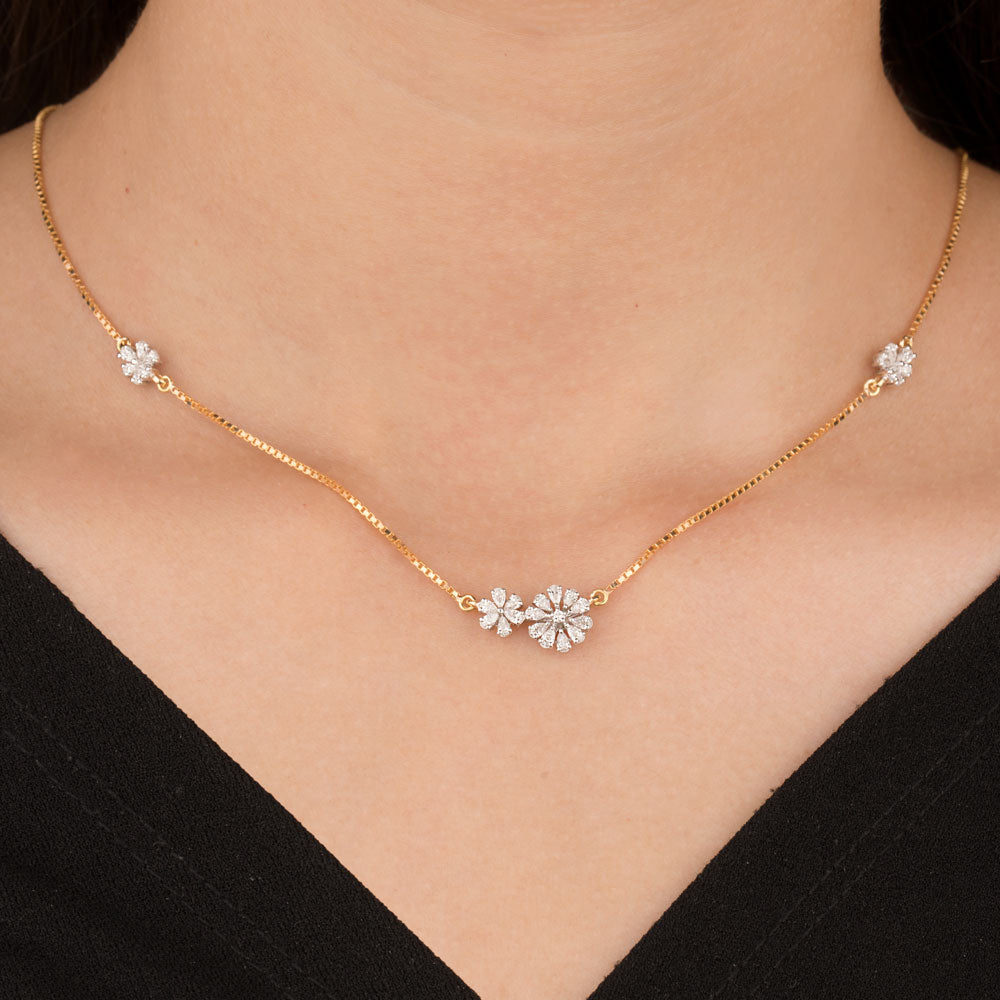 18K Two Tone Gold Diamond Necklace - 0.889ct VVS-EF