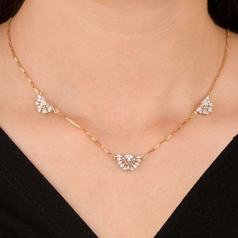 18K Two Tone Gold Diamond Necklace - 0.848ct VVS-EF