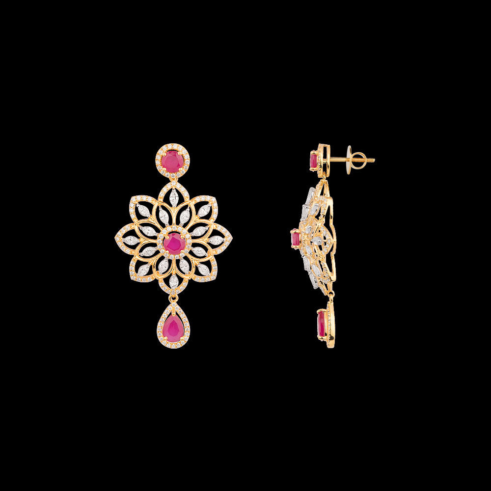 18K Two Tone Gold Diamond Jewellery - 2.622ct VVS-VS-EF with Colour Stones