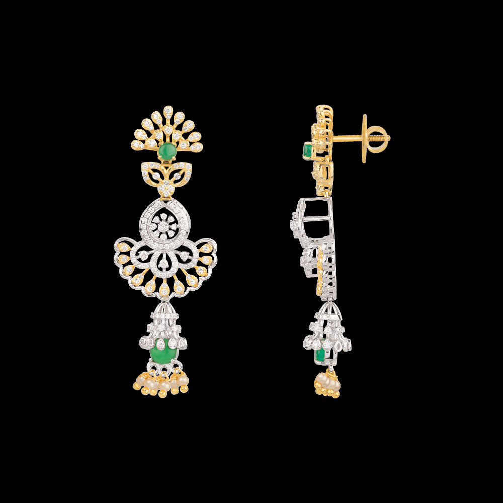 18K Two Tone Gold Diamond Jewellery - 1.492ct VVS-VS-GH with Colour Stones