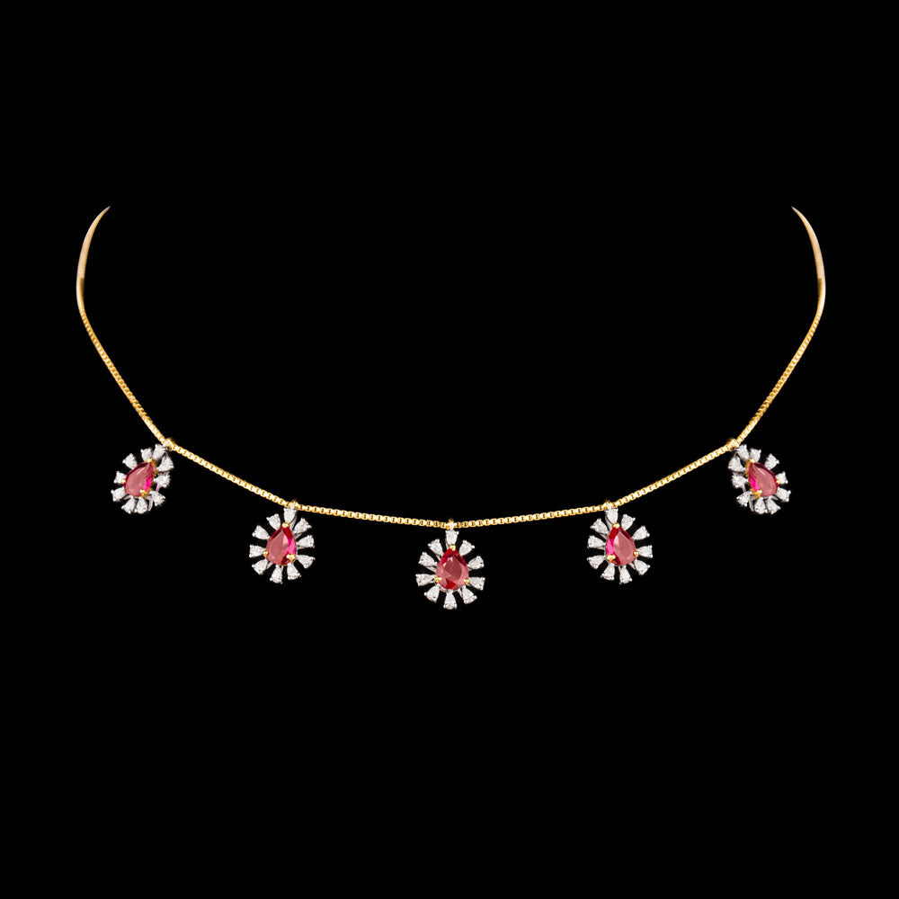 18K Two Tone Gold Diamond Jewellery - 1.398ct VVS-EF with Colour Stones