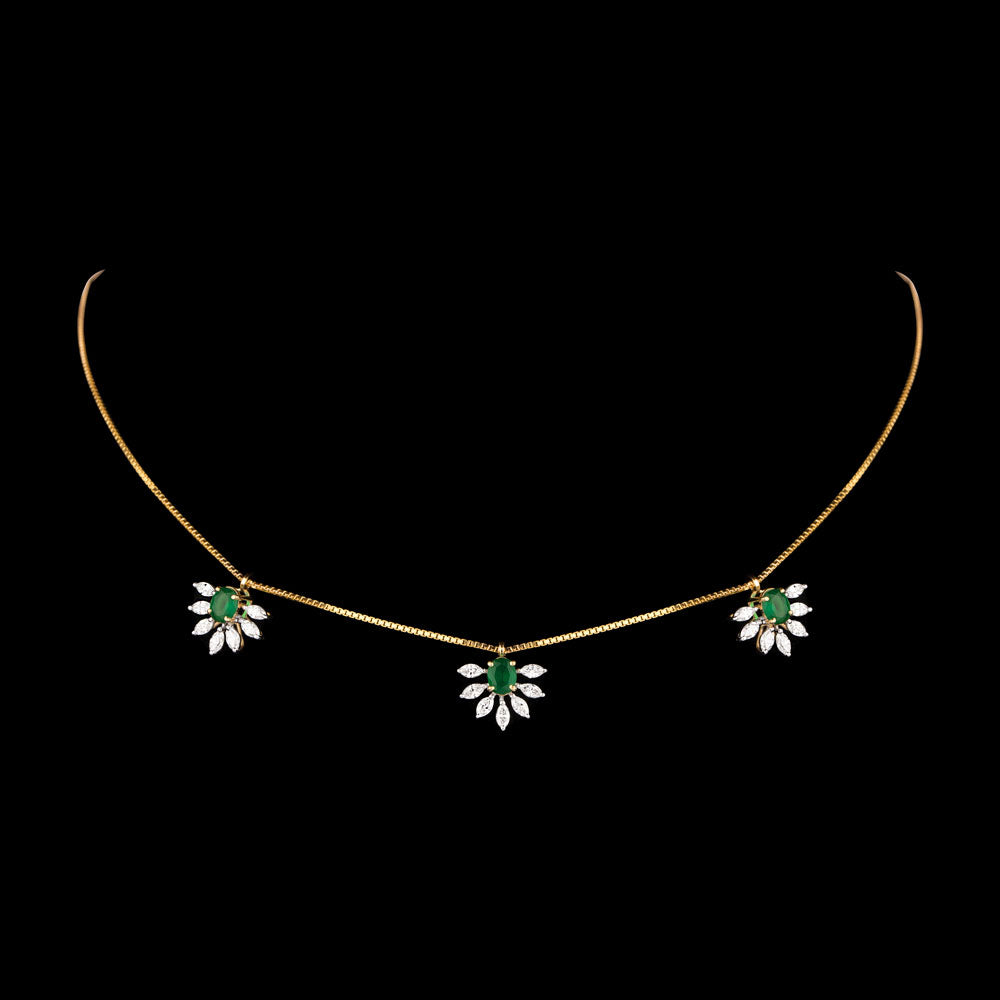 18K Two Tone Gold Diamond Jewellery - 0.978ct VVS-EF with Colour Stones