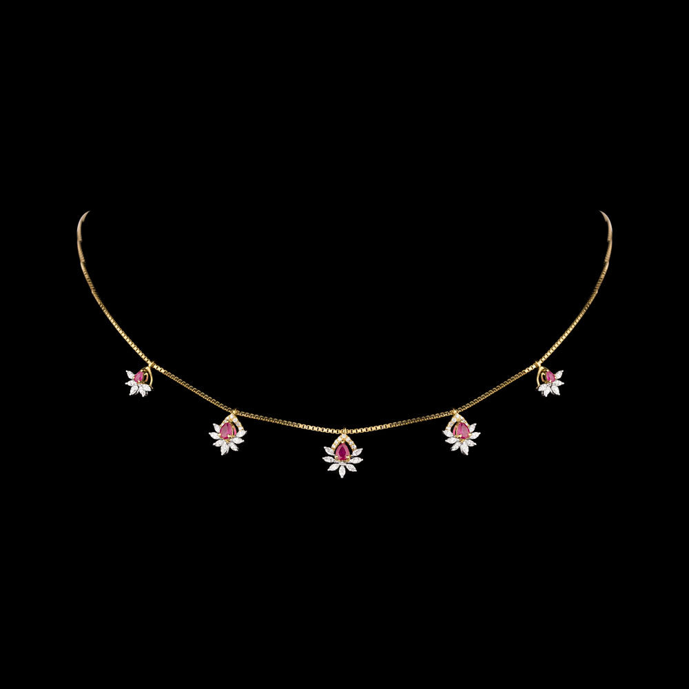 18K Two Tone Gold Diamond Jewellery - 0.728ct VVS-EF with Colour Stones