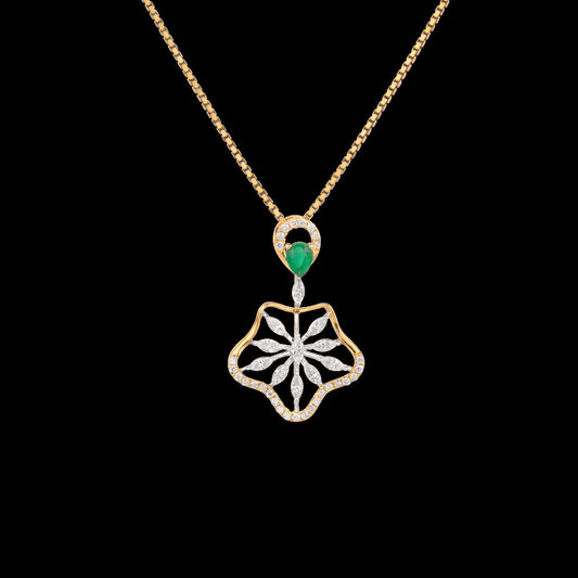 18K Two Tone Gold Diamond Pendant - 0.315ct VVS-VS-EF with Colour Stones
