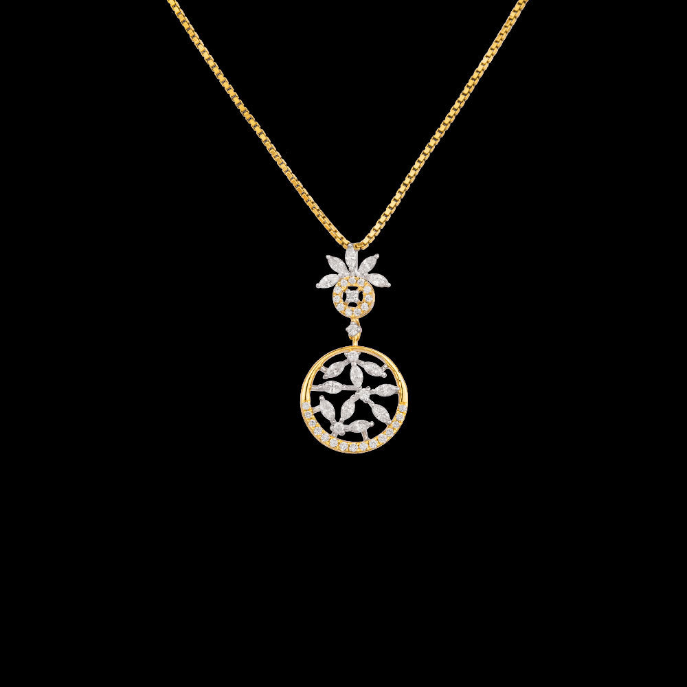 18K Two Tone Gold Diamond Pendant - 0.421ct VVS-VS-EF