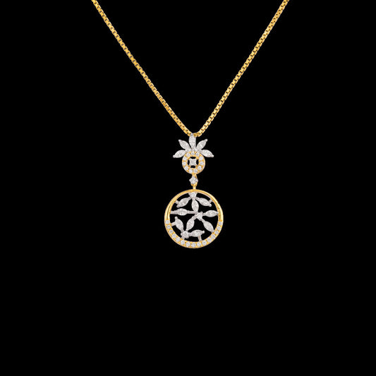 18K Two Tone Gold Diamond Pendant - 0.421ct VVS-VS-EF