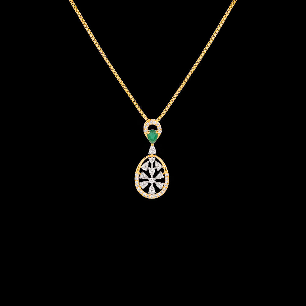 18K Two Tone Gold Diamond Pendant - 0.412ct VVS-EF with Colour Stones