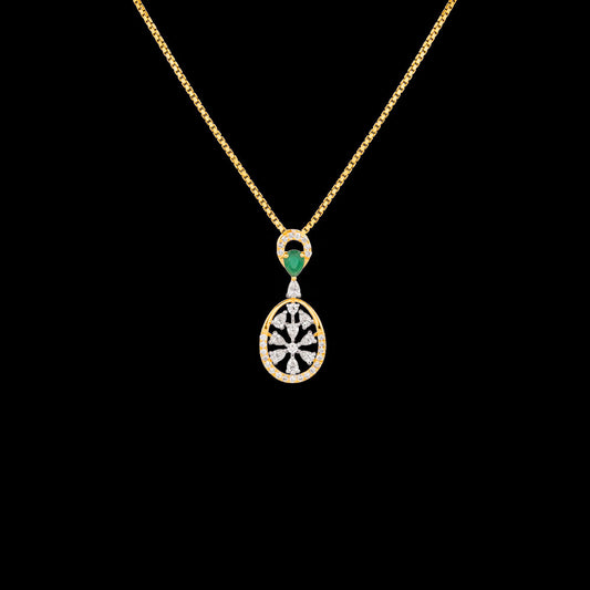 18K Two Tone Gold Diamond Pendant - 0.412ct VVS-EF with Colour Stones