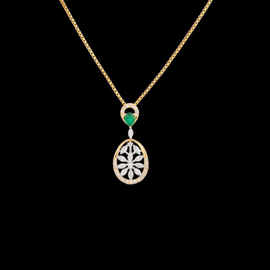 18K Two Tone Gold Diamond Pendant - 0.344ct VVS-VS-EF with Colour Stones