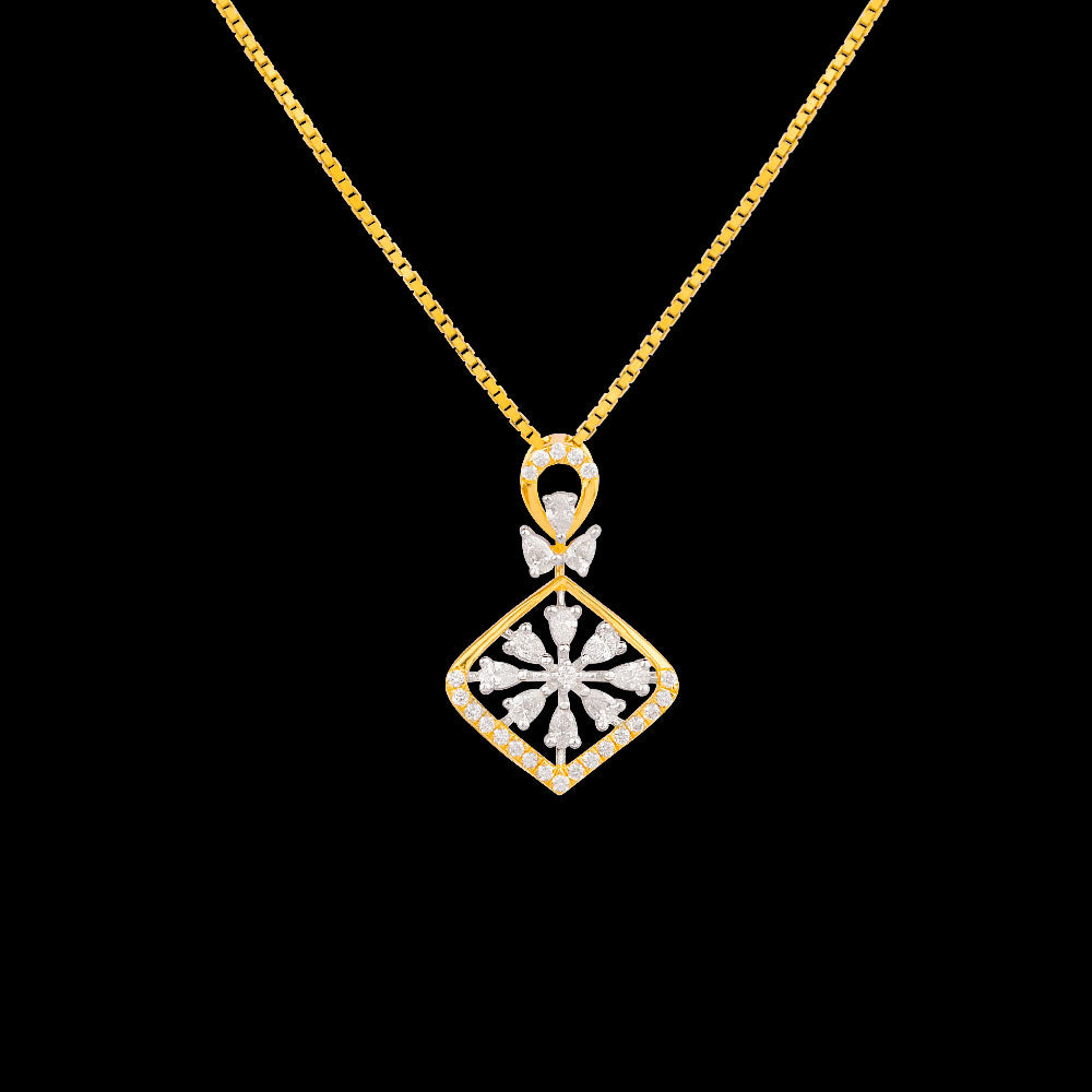 18K Two Tone Gold Diamond Pendant - 0.418ct VVS-EF